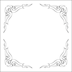 Elegant black and white monochrome ornamental border for greeting cards, banners, invitations. Vector frame for all sizes and formats. Isolated vector illustration.
