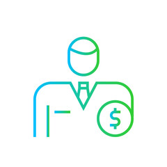 Accountant human resources icon with blue and green gradient outline style. accountant, business, accounting, management, finance, financial, line. Vector Illustration