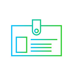 ID card human resources icon with blue and green gradient outline style. card, id, identity, business, name, badge, security. Vector Illustration