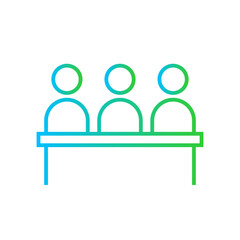 Conference human resources icon with blue and green gradient outline style. business, conference, set, meeting, team, people, communication. Vector Illustration
