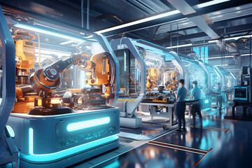 Futuristic machine production line