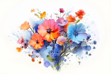 Colorful flowers isolated on white background
