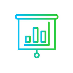 Graph human resources icon with blue and green gradient outline style. chart, business, symbol, graph, line, data, diagram. Vector Illustration