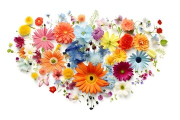 Colorful flowers over white background