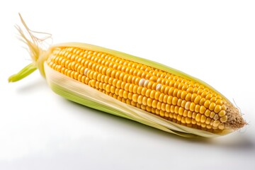 Fresh corn on the cob isolated on white background. Healthy food