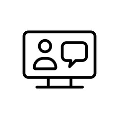 Online interview human resources icon with black outline style. interview, online, business, line, outline, set, meeting. Vector Illustration