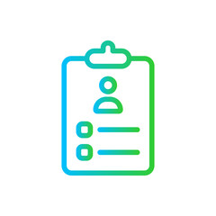 Job description human resources icon with blue and green gradient outline style. job, description, business, recruitment, human, document, resume. Vector Illustration