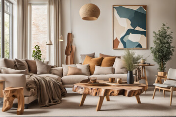 generative AI, generative AI, Modern minimalist style hanging poster home living room decoration style