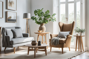 generative AI, Modern minimalist style hanging poster home living room decoration style