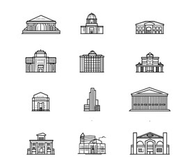 Vector set of abstract logo design templates of building in simple linear style 