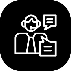 Customer service human resources icon with black filled line outline style. help, customer, service, support, business, chat, call. Vector Illustration