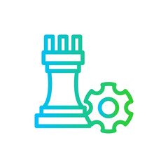 Strategic planning human resources icon with blue and green gradient outline style. strategic, strategy, plan, symbol, business, solution, sign. Vector Illustration