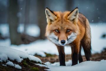 Obraz premium red fox in snow