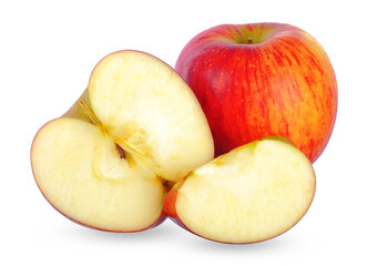 Red apple with sliced isolated on white background