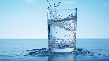 A glass of clean source water that is good for human health