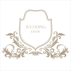 Vintage Wedding Crest with Floral Decor.