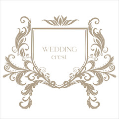 Vintage Wedding Crest with Floral Decor.