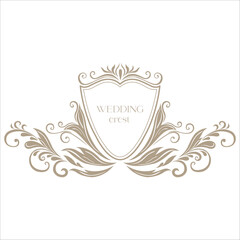Vintage Wedding Crest with Floral Decor.