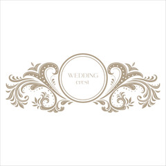 Vintage Wedding Crest with Floral Decor.