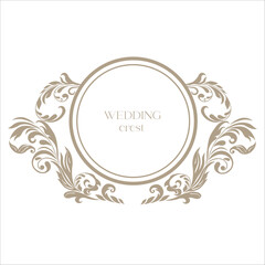 Vintage Wedding Crest with Floral Decor.