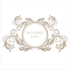 Vintage Wedding Crest with Floral Decor.