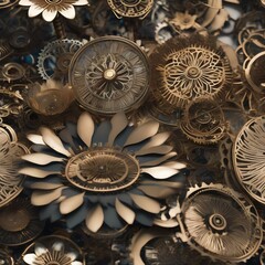 Fototapeta na wymiar A garden of clockwork flowers, each petal adorned with intricate, mechanical gears4
