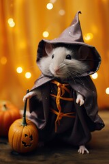 Funny mouse with Hlalloween costume. Generative AI