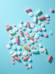 A vivid rainbow of medicinal possibilities glimmering atop a sapphire canvas, inviting the viewer to explore the potential of pharmacy-prescribed healing