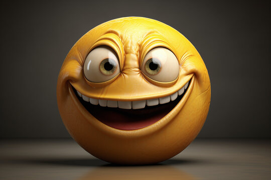 Grosse balle jaune anti stress souriante style cartoon caricature » IA générative
