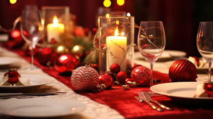 Obraz na płótnie Canvas christmas dinner table setting
