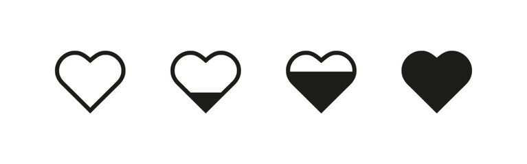 Love heart line. Progress bar black icon. Vector isolated