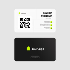Green Modern Clean Elegant Minimalist Business Card Template. This design is a perfect blend of sophistication and simplicity, incorporating a green color scheme to evoke a sense of freshness & growth