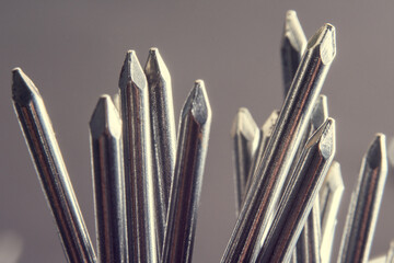 Iron nails texture background close up