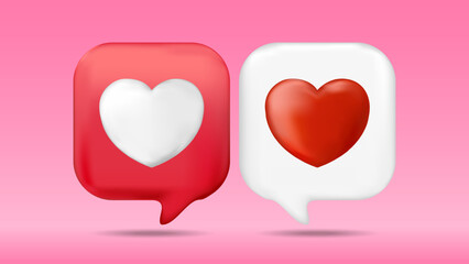 Heart icon in speech bubble. Valentines day background. Vector illustration