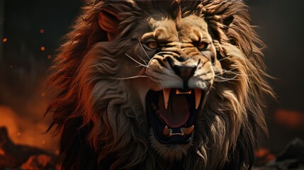 The Lion Roars with his fierce face