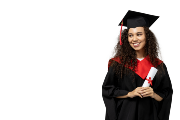 An attractive young girl in a prom dress, isolated on white background