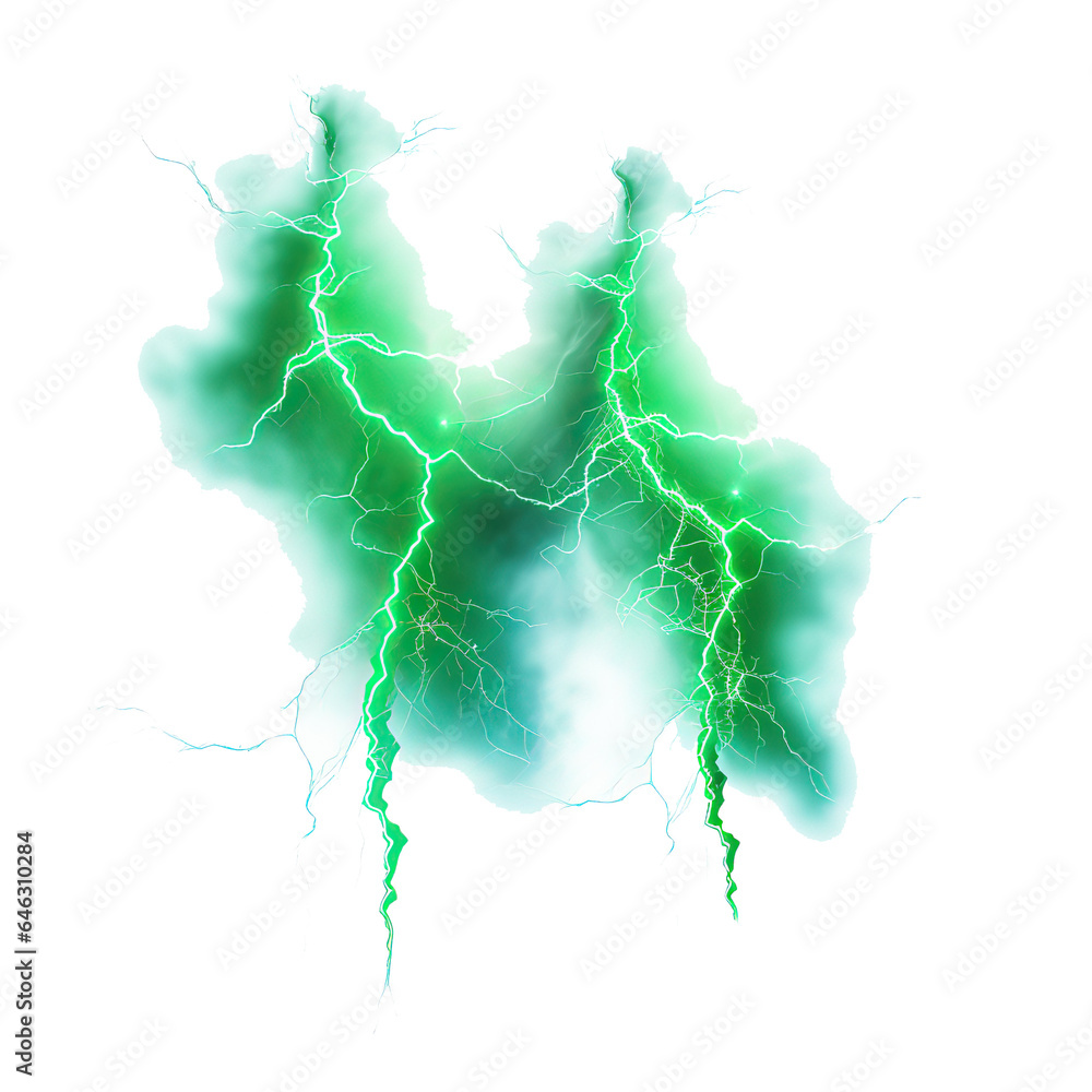 Canvas Prints Lightning, electric lightning strike of green color