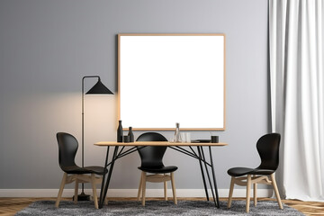 Mockup Blank Photo Frame In dining room