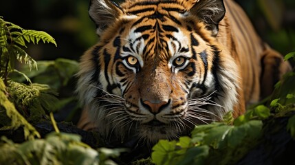 Wild tiger roaming in nature