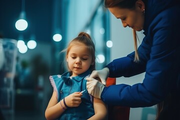 Doctor Examines Girl's Shoulder for Vaccination - Healthcare Concept