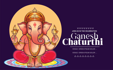 Ganesh Chaturthi, illustration of Lord Ganpati background for Ganesh Chaturthi festival of India