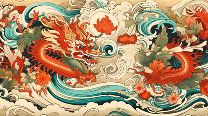 Fototapeta na wymiar Decorative Chinese style scroll design