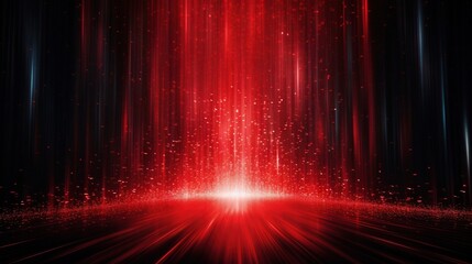 Red tech background with fiber optics cable