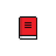book icon 8 bit, pixel art  paper book  icon  game  logo.
