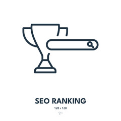 SEO Ranking Icon. Search Engine Optimization, Result Page, Position. Editable Stroke. Simple Vector Icon