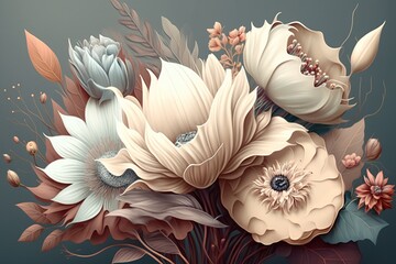 Delicate wedding bouquet made for order, Illustration generative AI