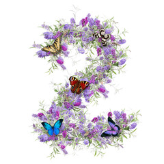 Buddleia flower alphabet - digi 2