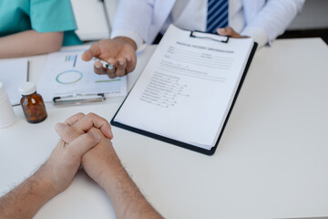 Doctors are treating patients who come to the hospital for examination, treating the disease by experts, analyzing the disease and giving advice on treatment. Concept of treating disease.