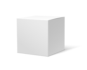 Vector icon illustration. White carton box mockup.