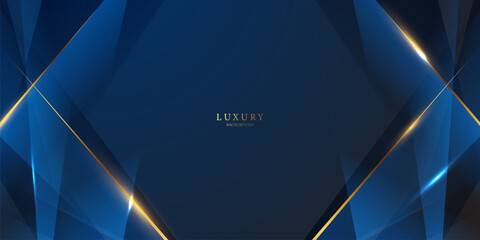 blue abstract background with luxury golden elements vector illustration